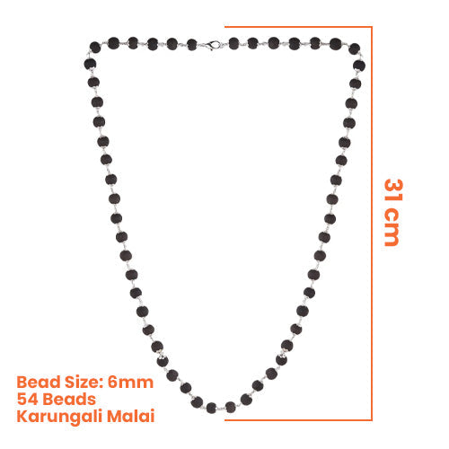 Karungali Malai Silver Cap Necklace