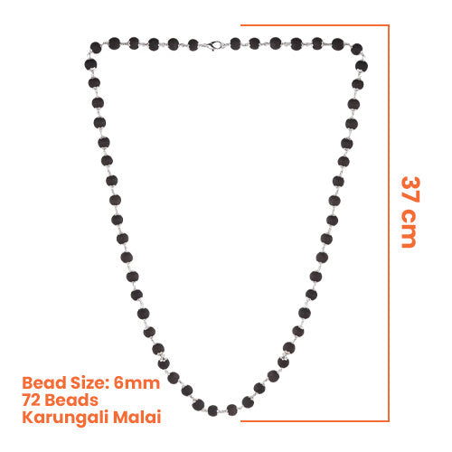 Karungali Malai Silver Cap Necklace