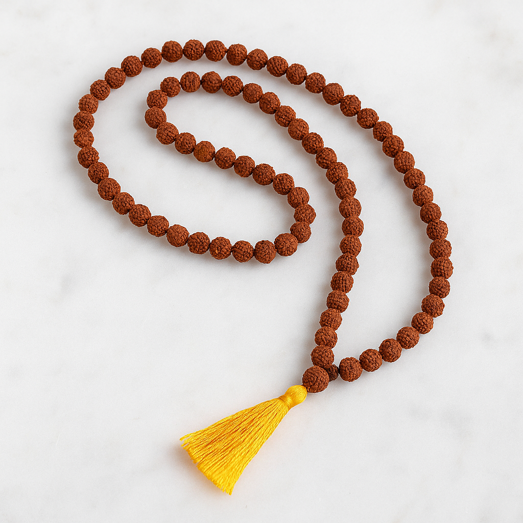 Brown Rudraksha Mala – 108+1 Beads for Meditation & Spiritual Energy