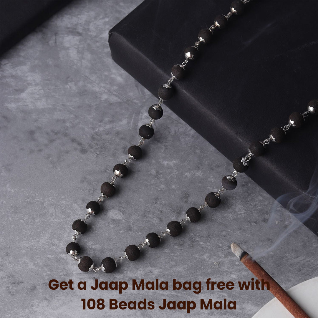 Karungali Malai Silver Cap Necklace