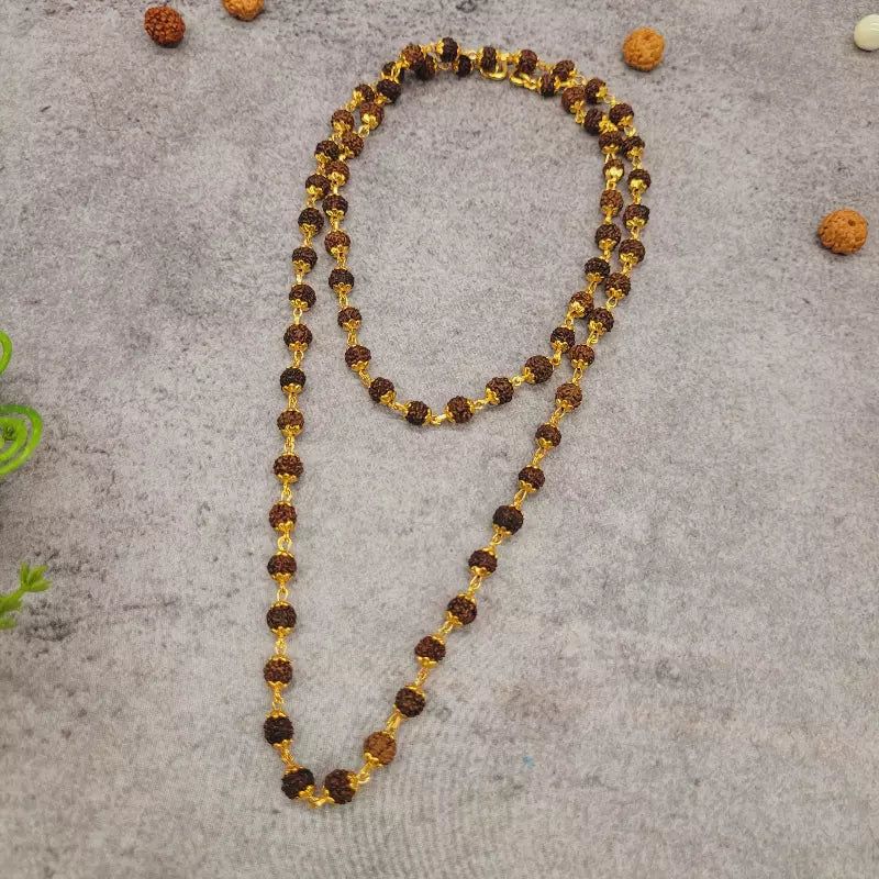 Gold Plated Rudraksha Necklace Mala